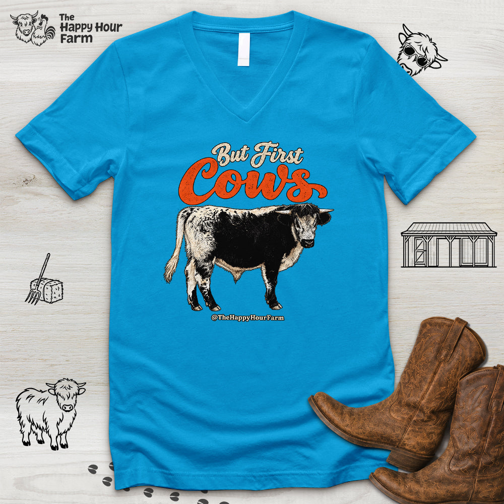 But First Cows V-Neck Tee
