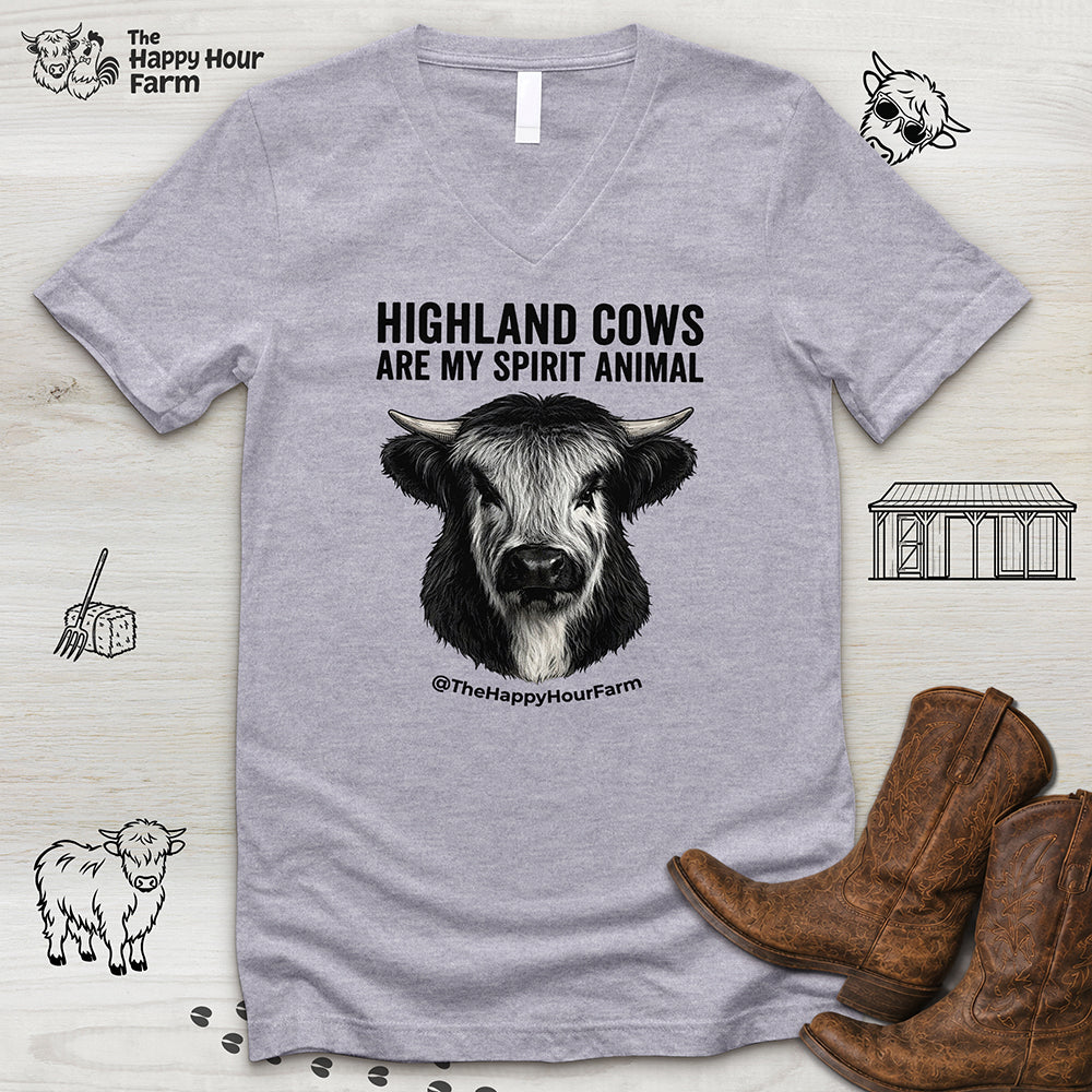 Highland Cows Are My Spirit Animal V-Neck Tee