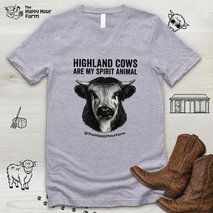 Highland Cows Are My Spirit Animal V-Neck Tee