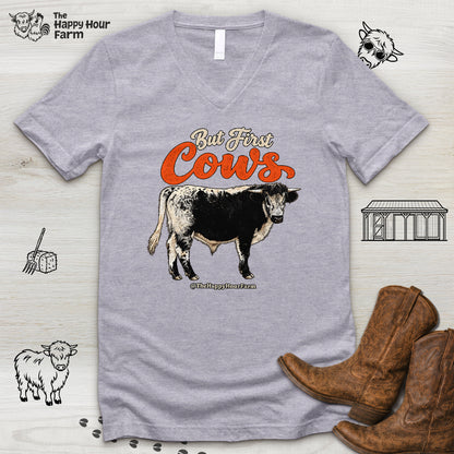But First Cows V-Neck Tee