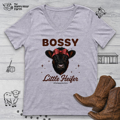 Bossy Little Heifer V-Neck Tee