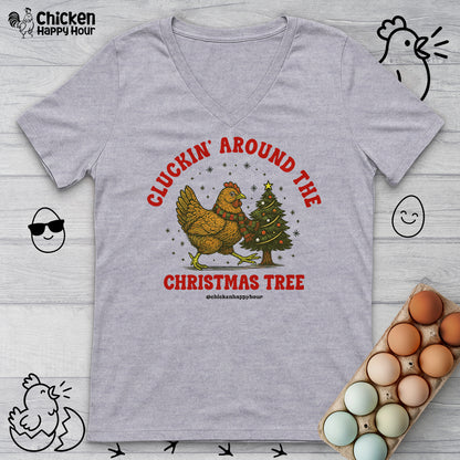 Cluckin' Around The Christmas Tree V-Neck Tee