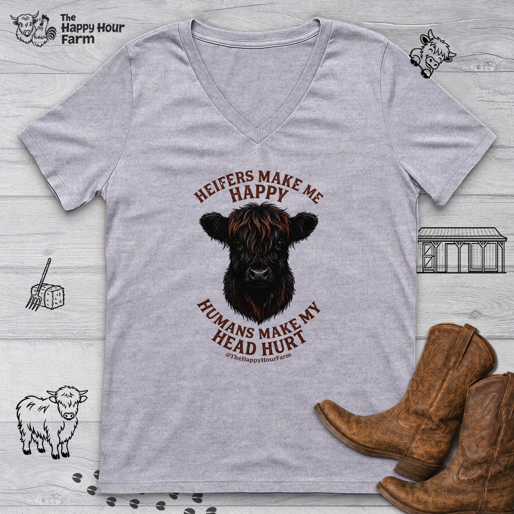 Heifer Маkе Me Happy V-Neck Tee