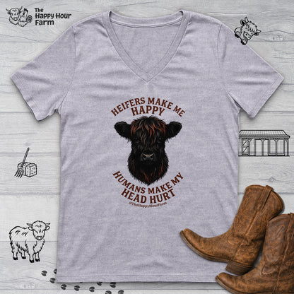 Heifer Маkе Me Happy V-Neck Tee