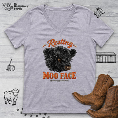 Resting MOO FACE V-Neck Tee