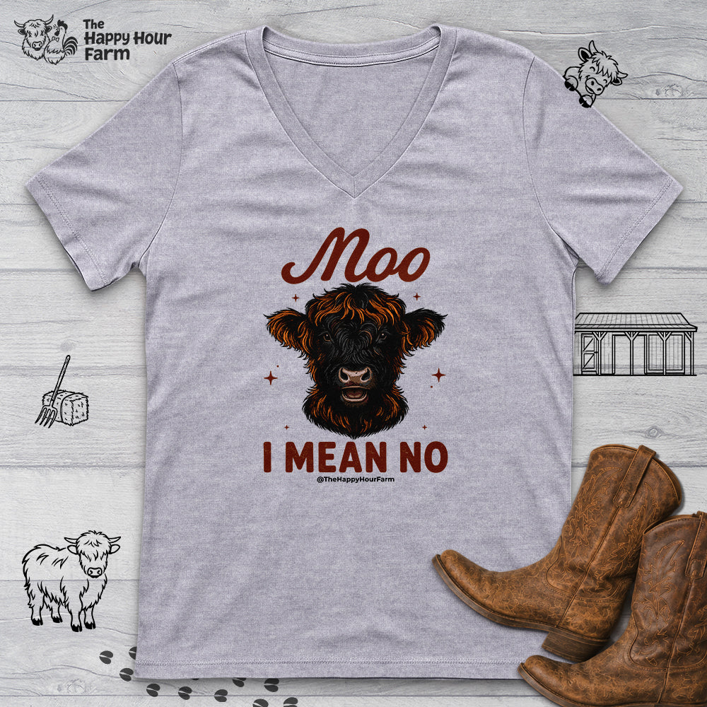 Moo I Mean No V-Neck Tee