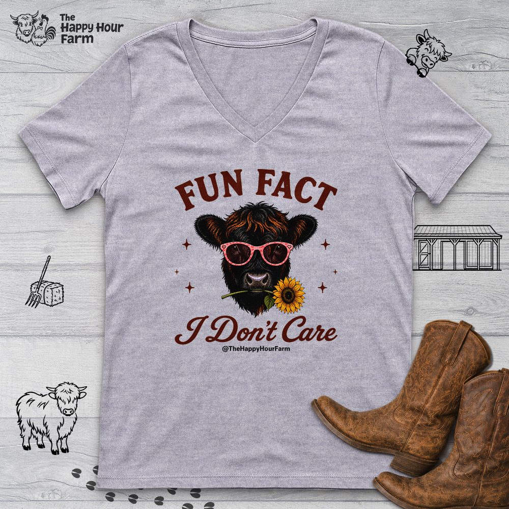 Fun Fact I Don't Care V-Neck Tee