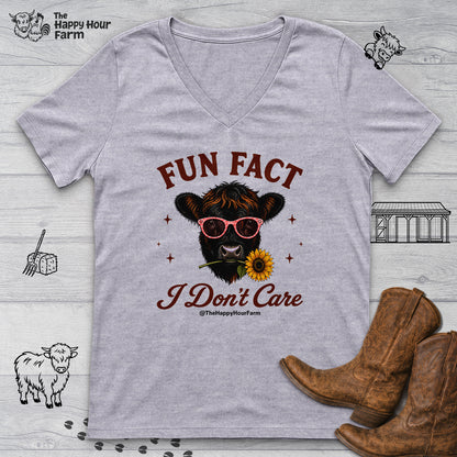 Fun Fact I Don't Care V-Neck Tee