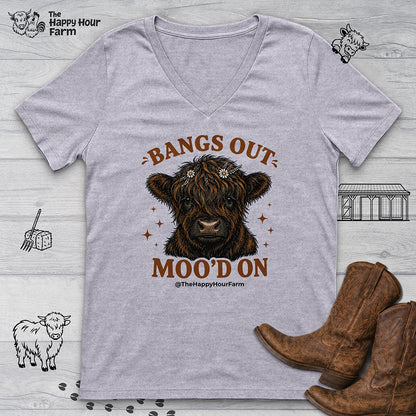 Bangs Out Moo'd On V-Neck Tee