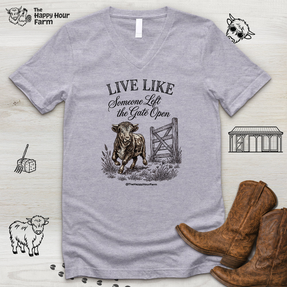 Live Like Someone Left the Gate Open V-Neck Tee