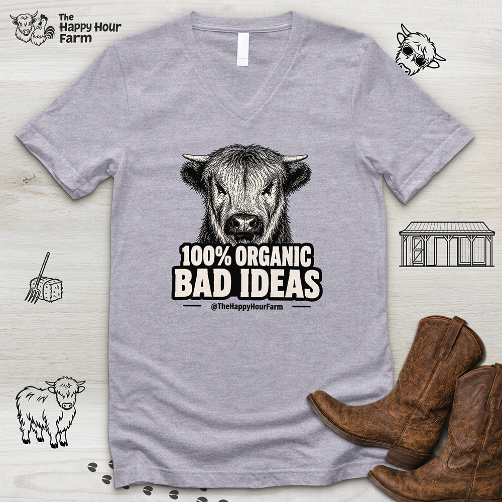 100% Organic Bad Ideas V-Neck Tee