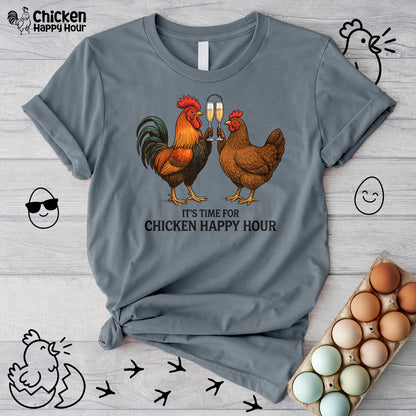 It’s Time for Chicken Happy Hour With  Rooster and Hen Unisex Tee