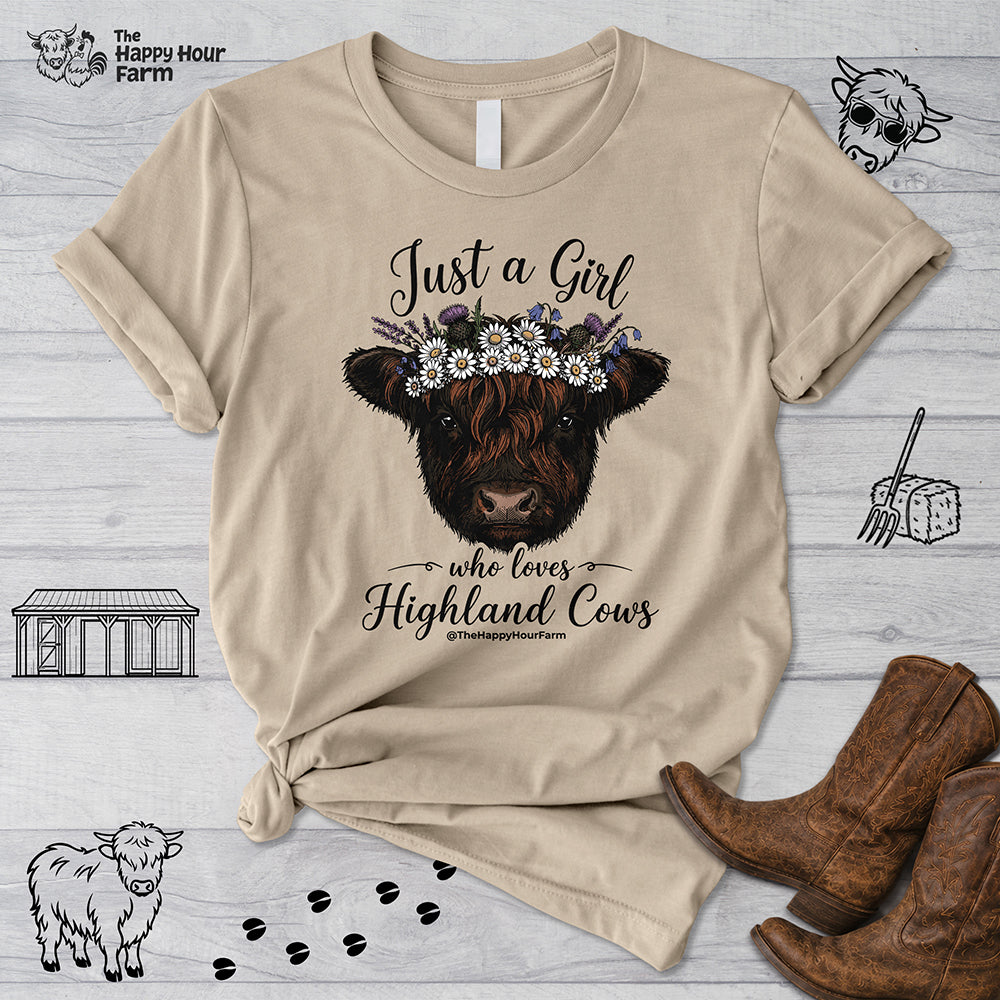 Just a Girl Who Love Highland Cow Unisex Tee