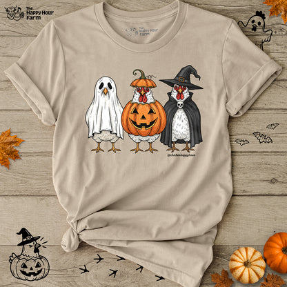 Chickens Wearing Halloween Costumes Unisex Tee