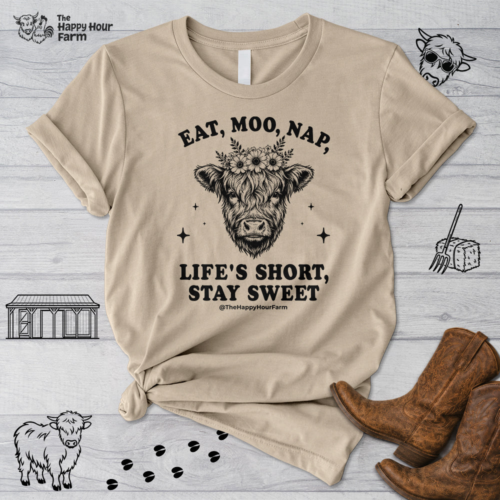 Eat, Moo, Nap Unisex Tee
