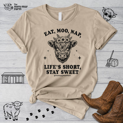 Eat, Moo, Nap Unisex Tee