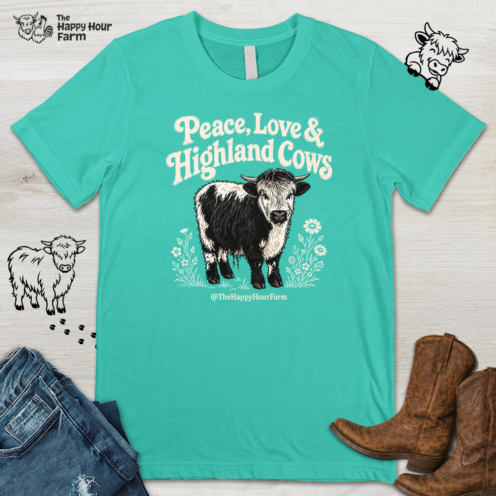 Peace, Love & Highland Cows Unisex Tee