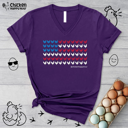 American Flag Chicken V-Neck Tee