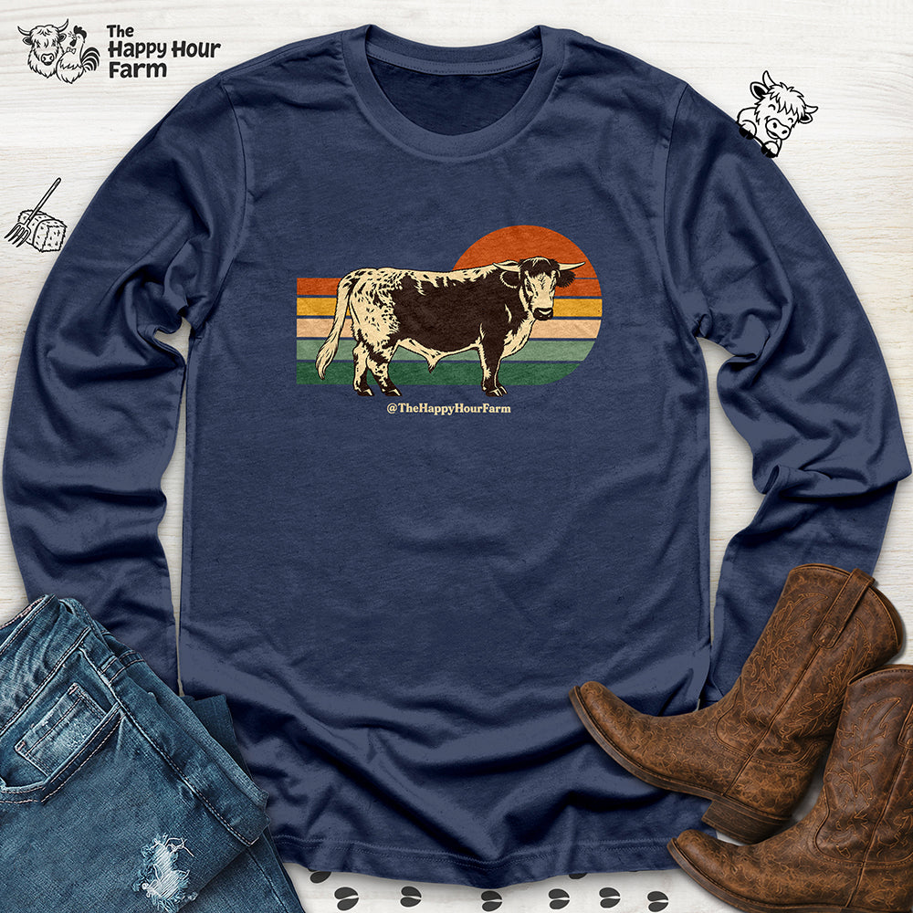 Retro Sunset Cow Long Sleeve
