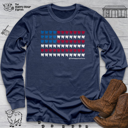 American Flag Cows Long Sleeve
