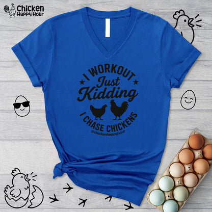 I Workout Just Kidding V-Neck Tee