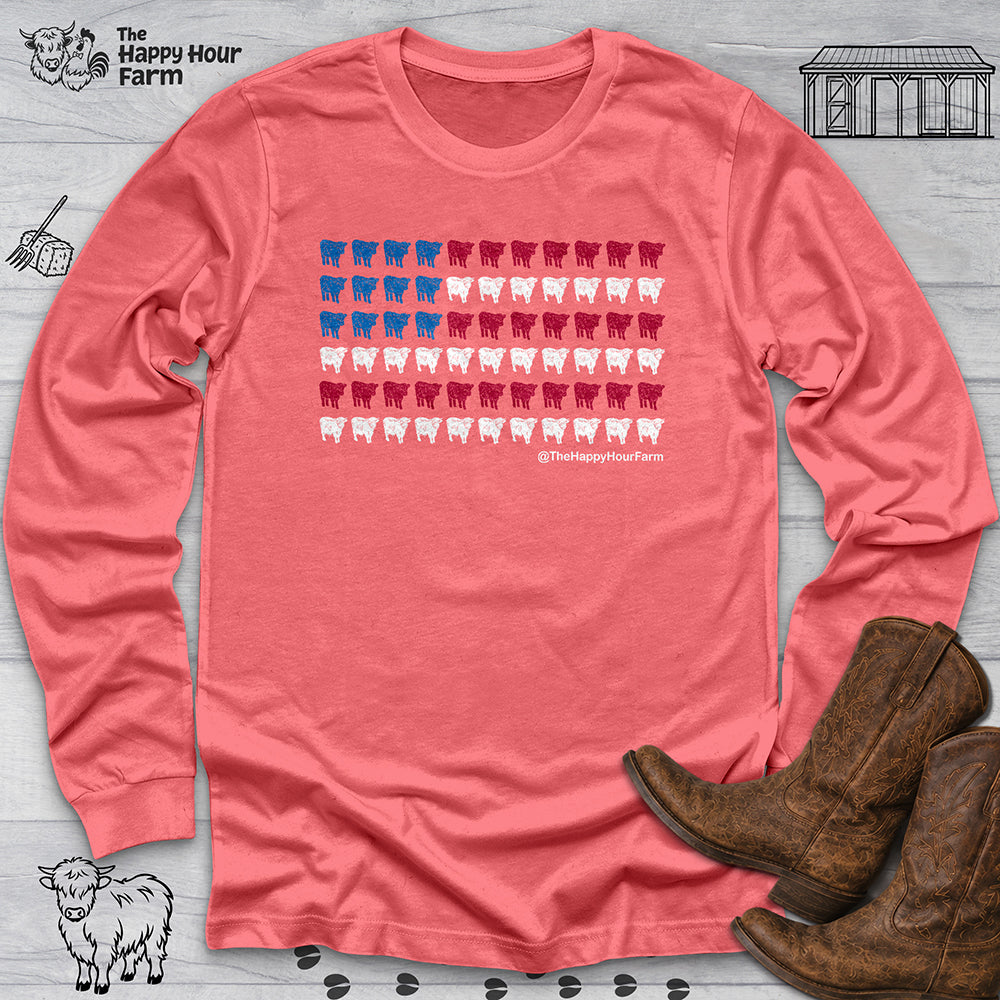 American Flag Cows Long Sleeve