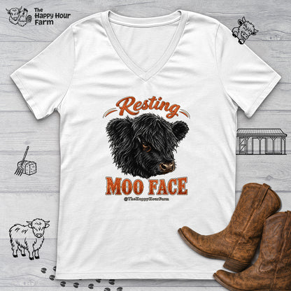 Resting MOO FACE V-Neck Tee