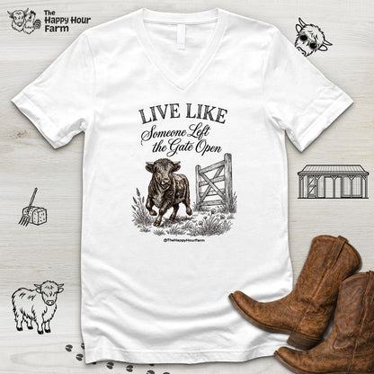 Live Like Someone Left the Gate Open V-Neck Tee