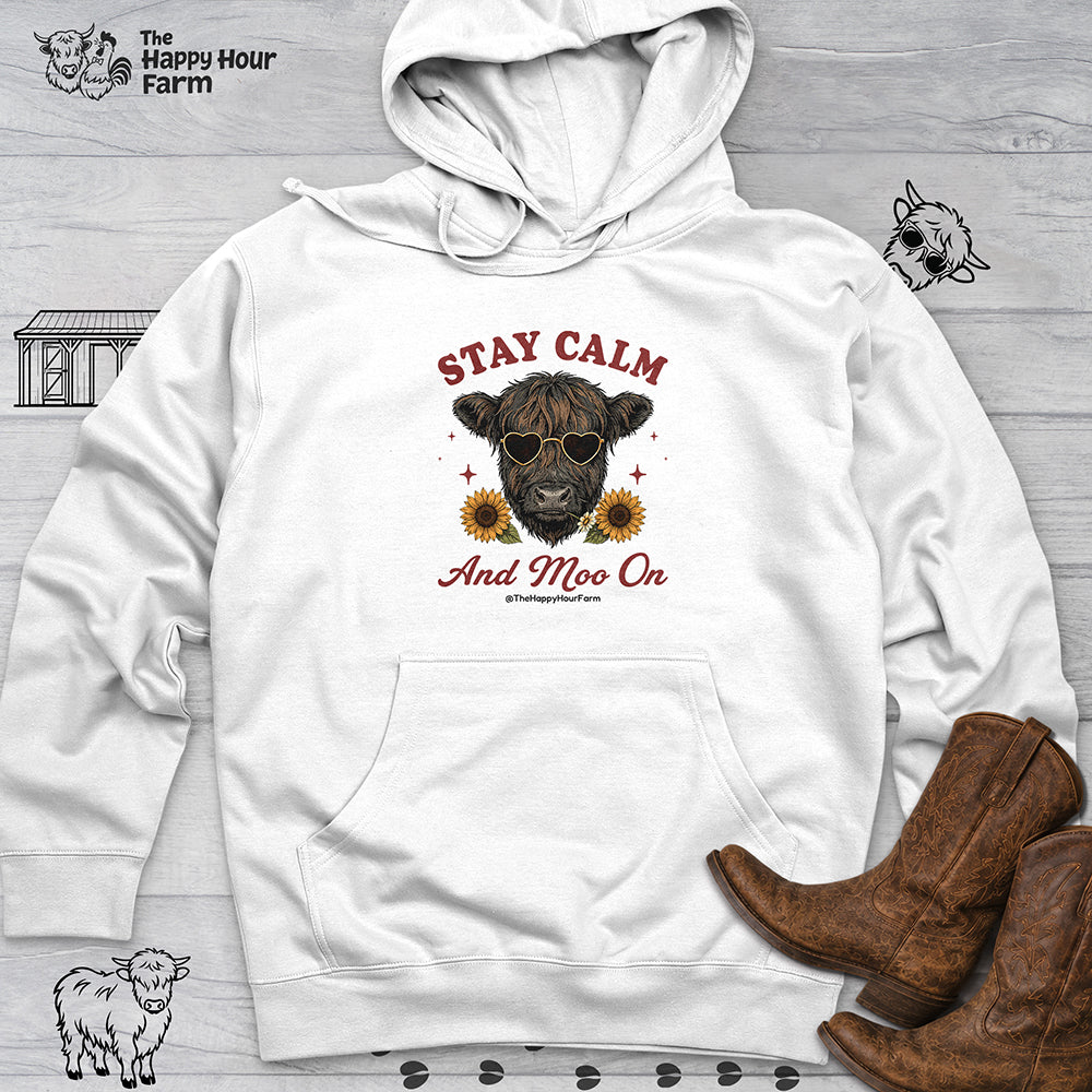 Stay Calm And Moo On Hooded Sweatshirt