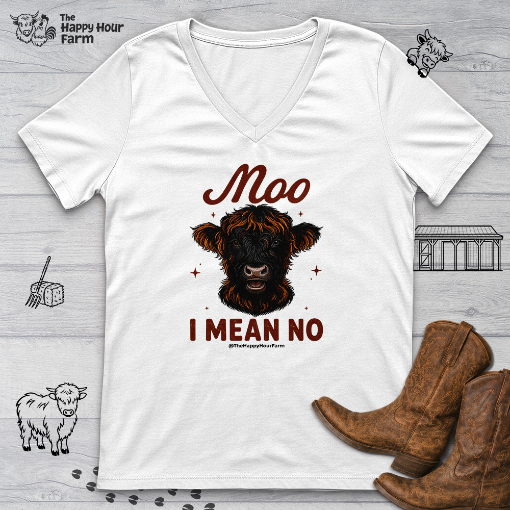 Moo I Mean No V-Neck Tee