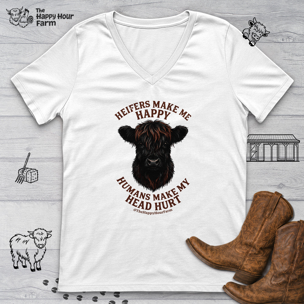 Heifer Маkе Me Happy V-Neck Tee