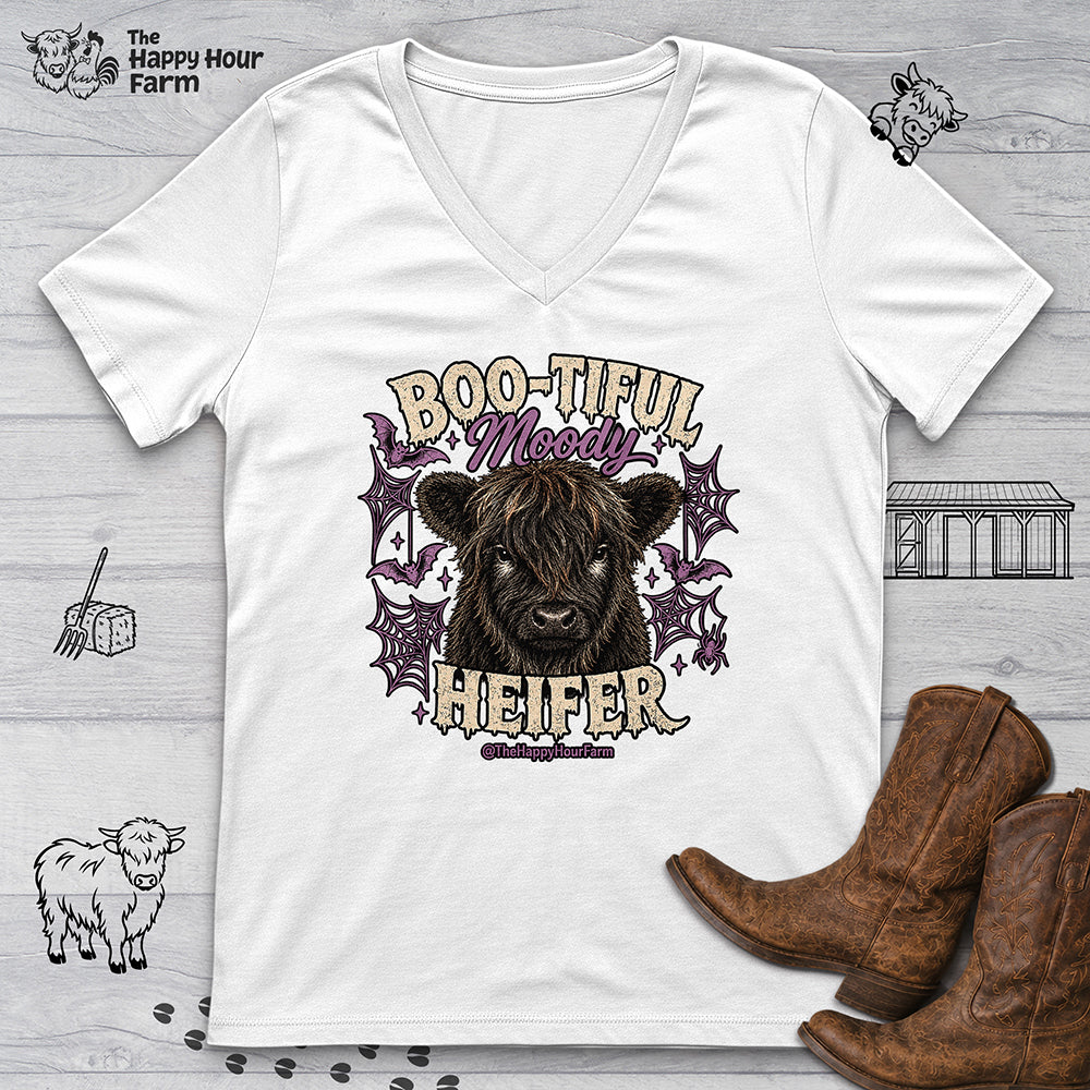 Bootiful Moody Heifer V-Neck Tee