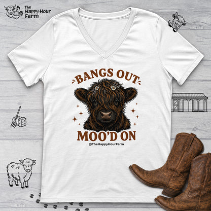 Bangs Out Moo'd On V-Neck Tee