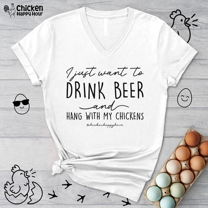 I Just Want to Drink Beer V-Neck Tee