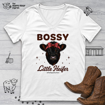 Bossy Little Heifer V-Neck Tee