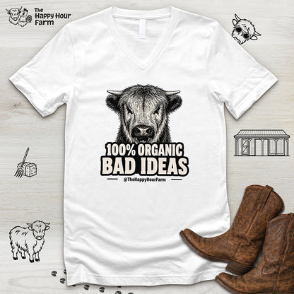 100% Organic Bad Ideas V-Neck Tee