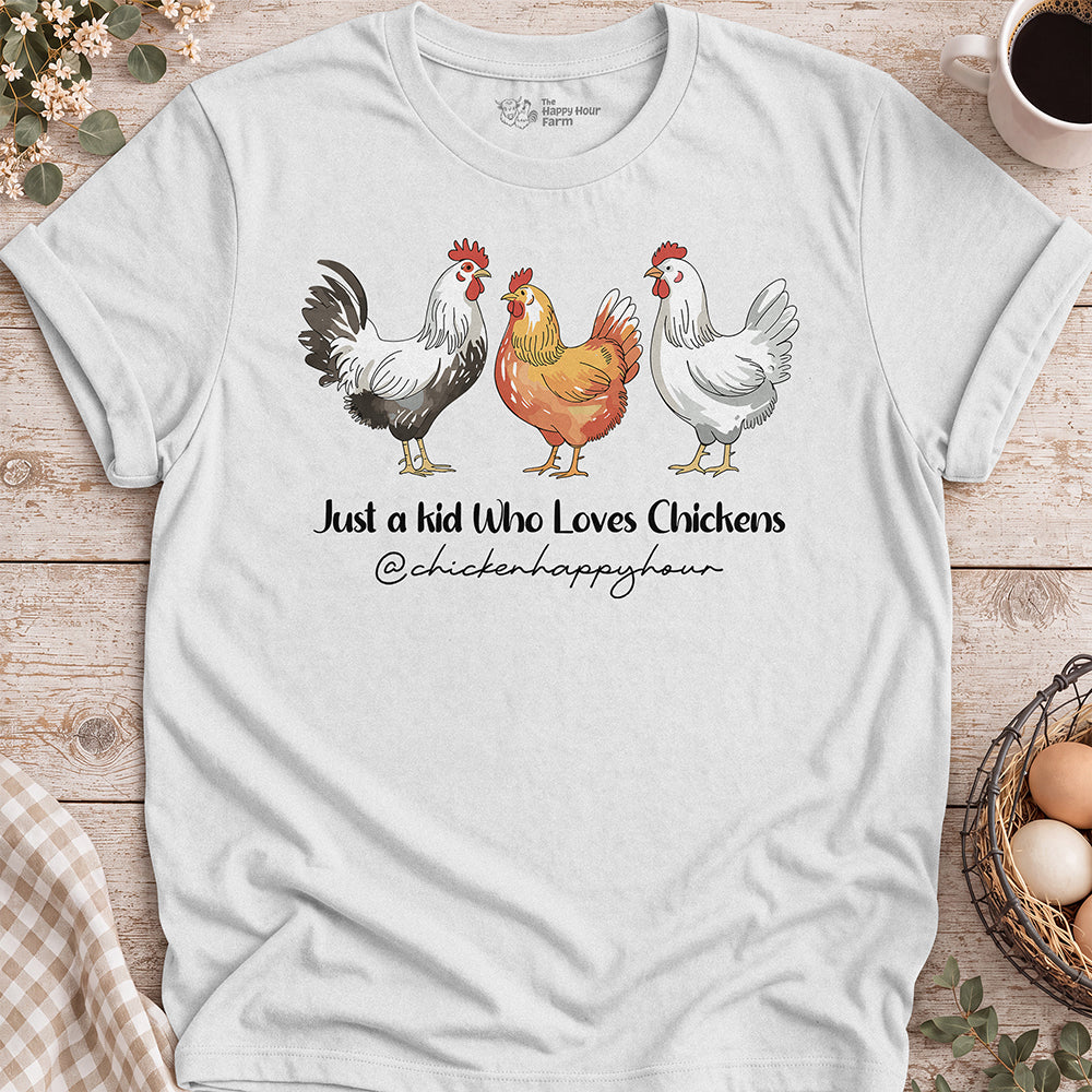 Just a Kid Who Loves Chickens Unisex Tee