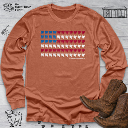 American Flag Cows Long Sleeve